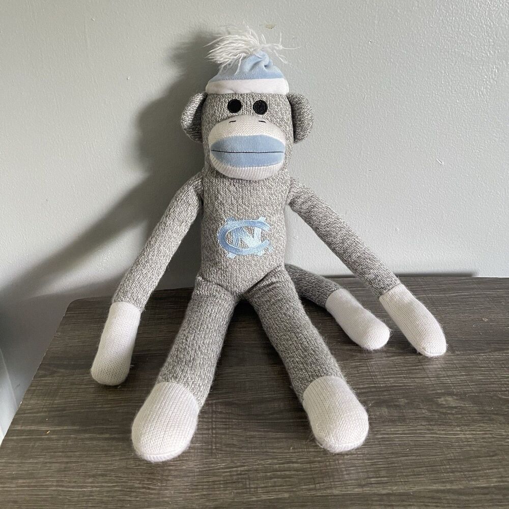 Forever Collectibles Gray Sock Monkey Plush University Of North Carolina Logo